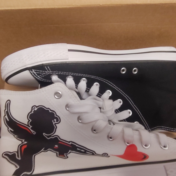 Love Black and White High-Top Sneakers - Picture 8 of 10